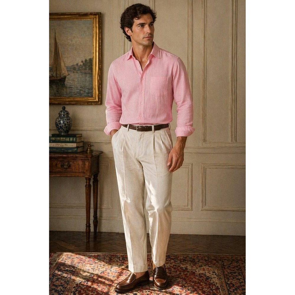 BROOKS BROTHERS EST.1818 Men's Dress Shirt Regent Pink 18/34 Cotton Stretch